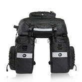 Rhinowalk Three-in-one Multifunctional Bicycle Rear Shelf Pannier Waterproof Long-distance Equipment, Full Black, Black Green